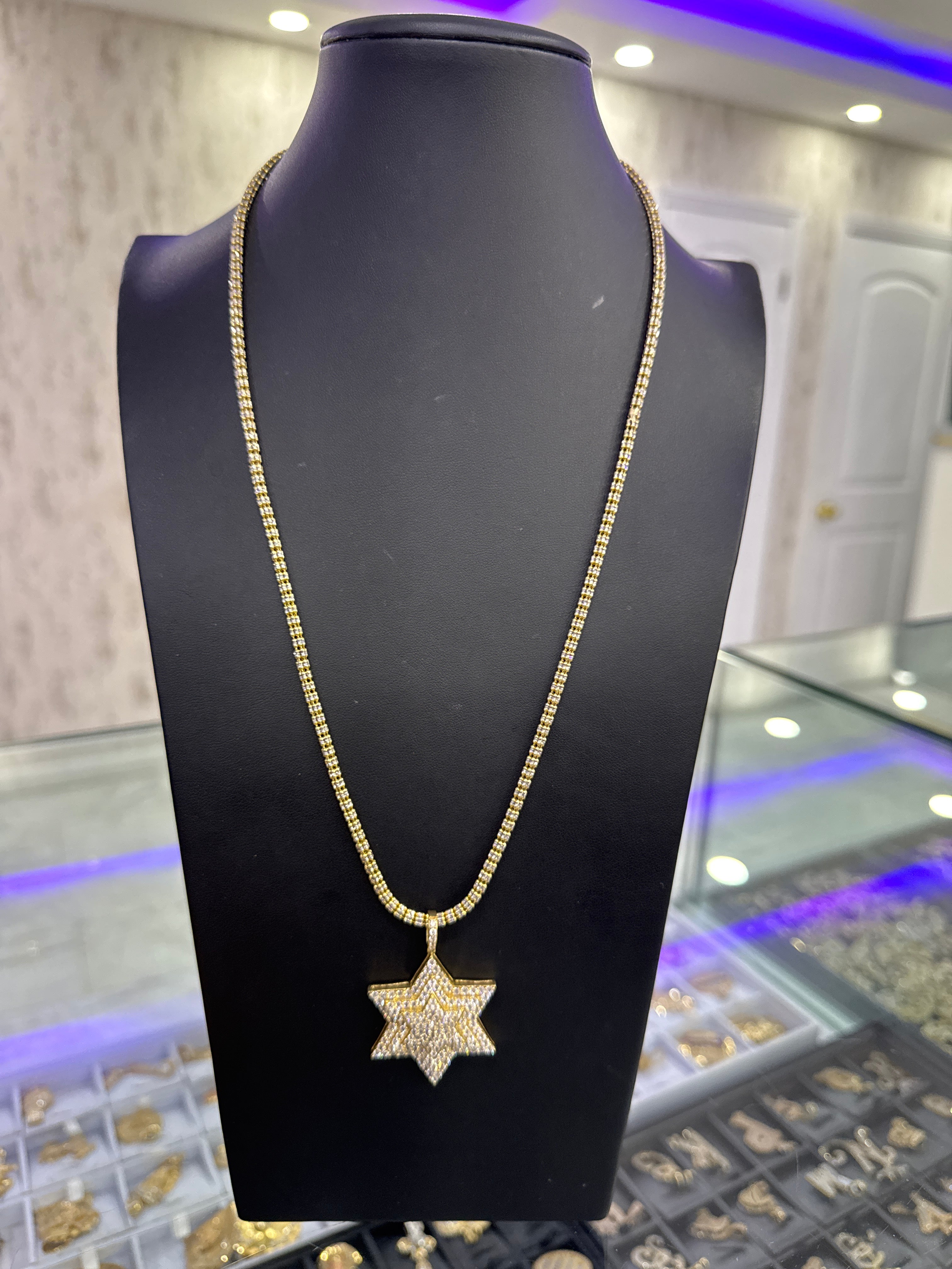 14k moon ice and chain