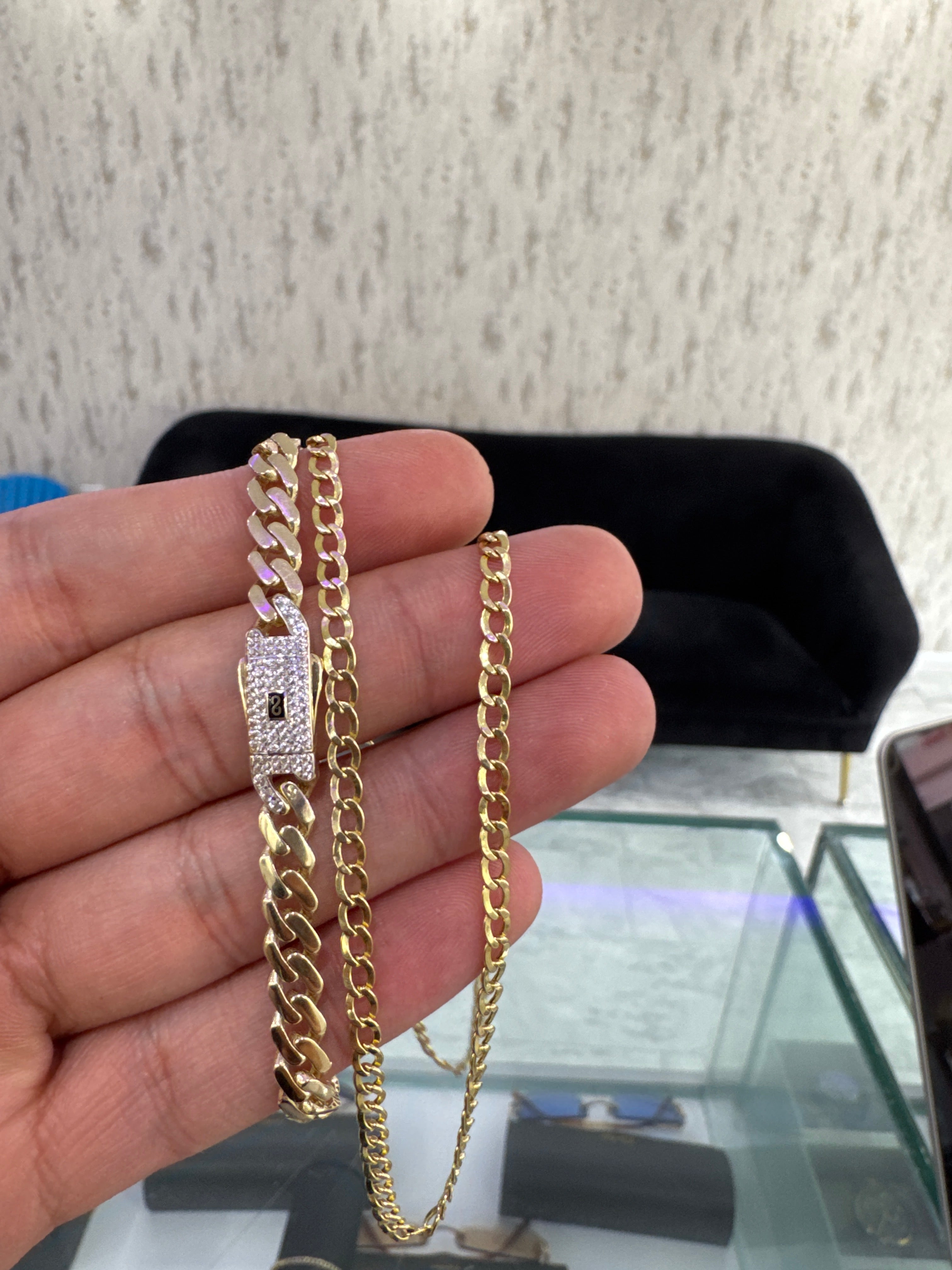 14k cuban bracelet and chain