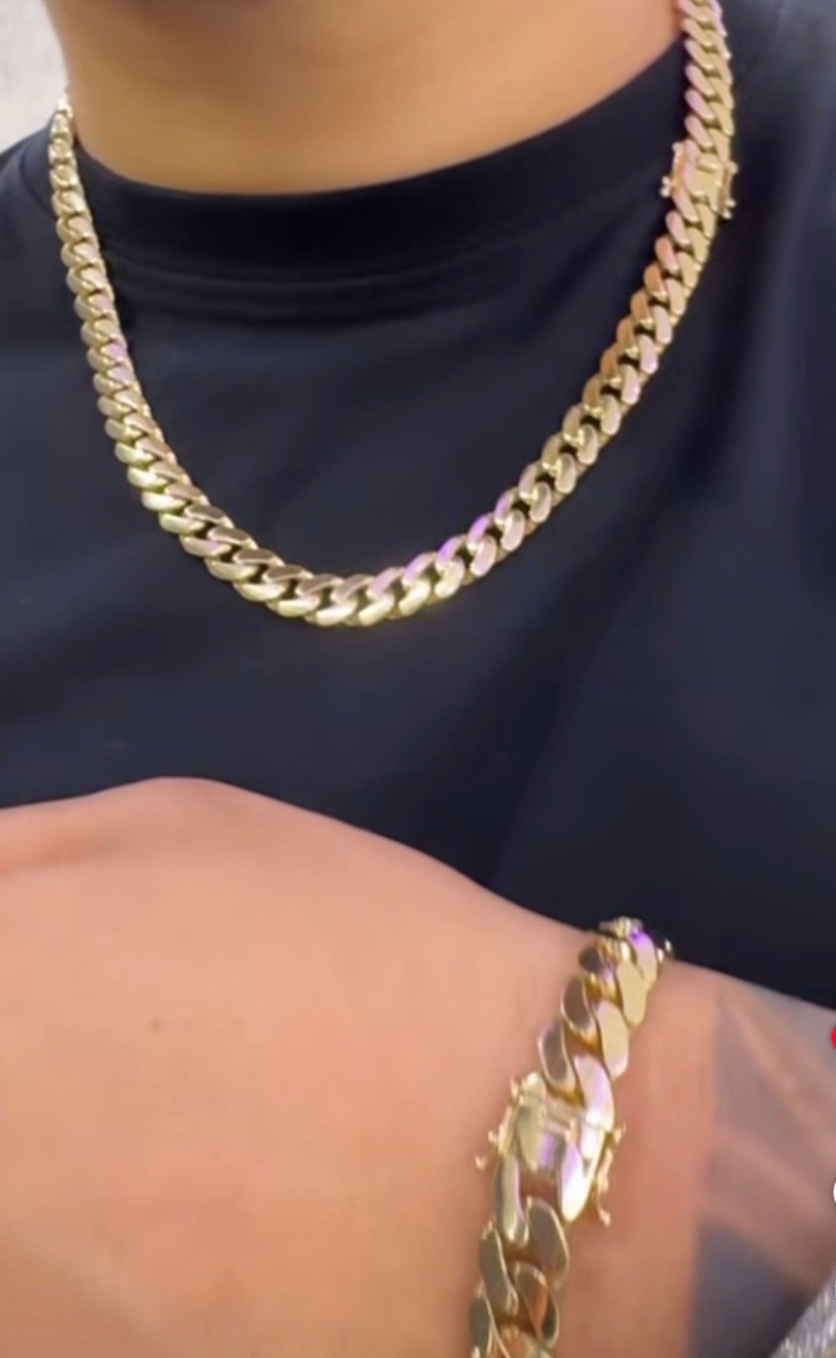 14k cuban chain and bracelet